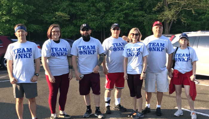 NK Parts employees after running a 5k all wearing NK parts tshirts